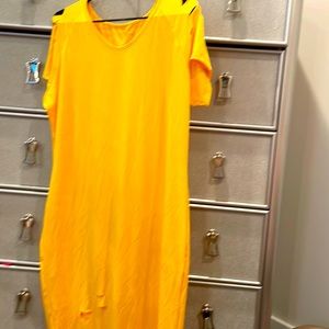 Brand new., neon yellow., short sleeve dress